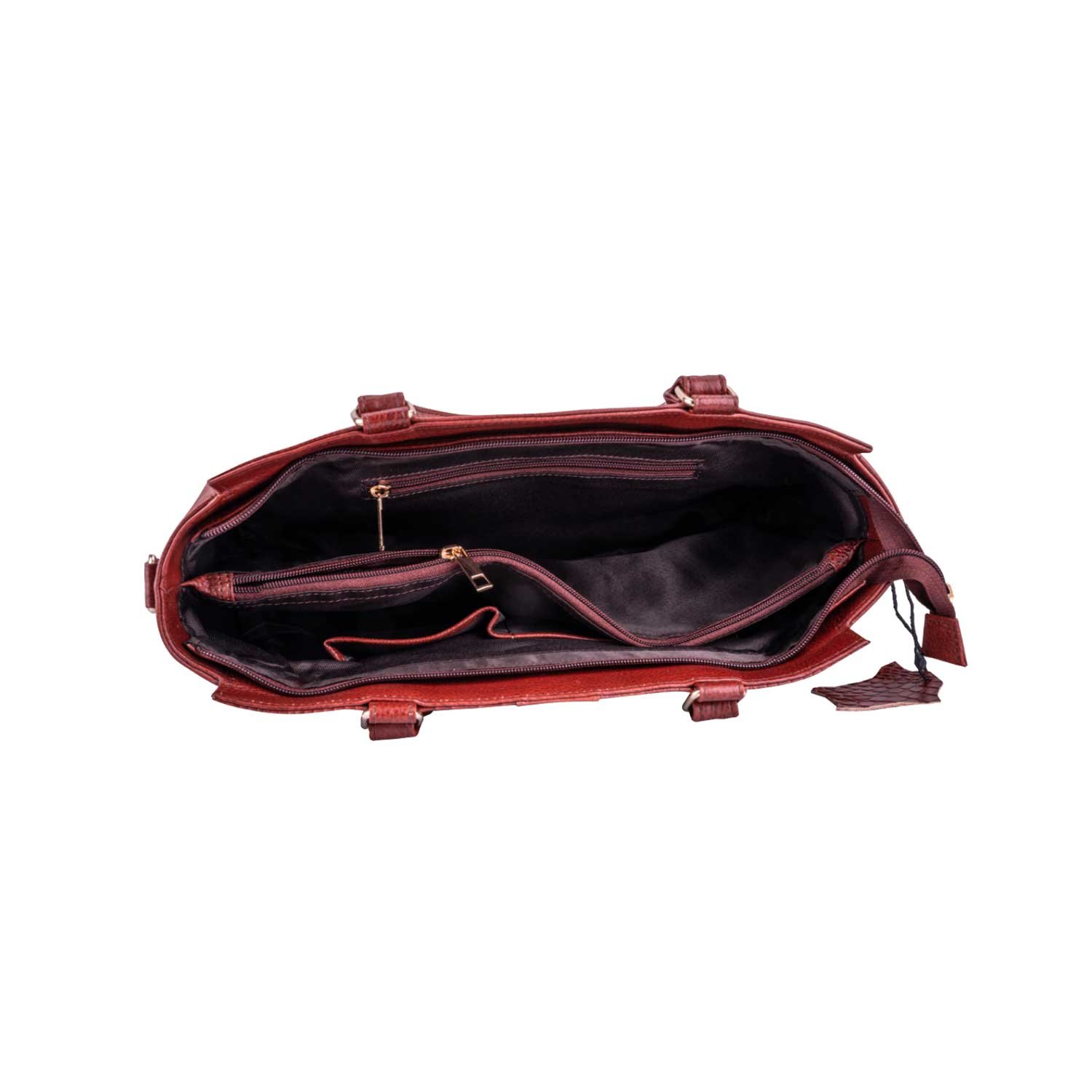 Wildleather Ladies Croc-Embossed Leather Handbag & Sling Bag LSG115-2089 Dual-Compartment Structured Satchel Tote Bag - Image 3