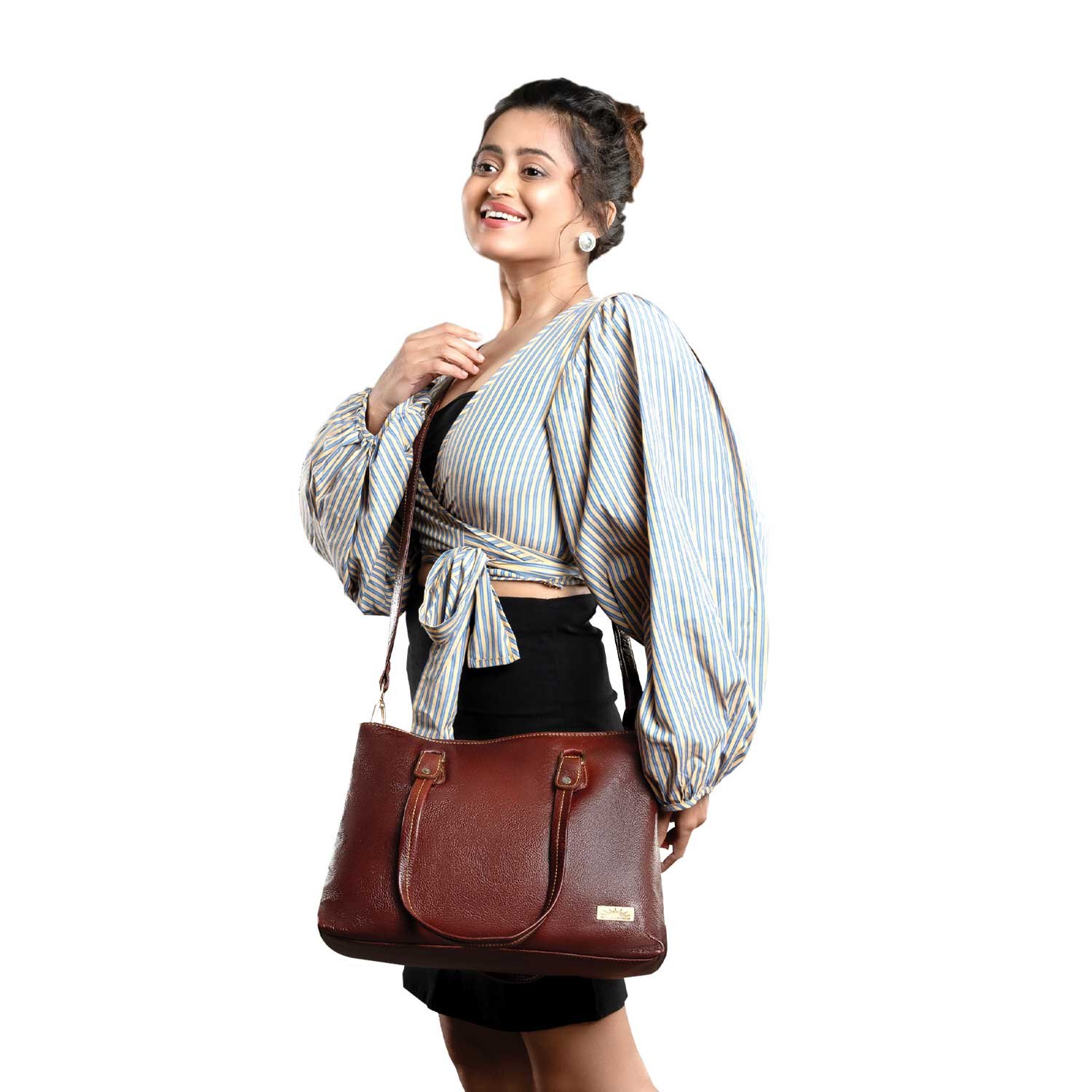 Women’s Genuine Leather Shoulder Bag  Large Tote Bag with Multi-Compartment Interior- LSD115-216