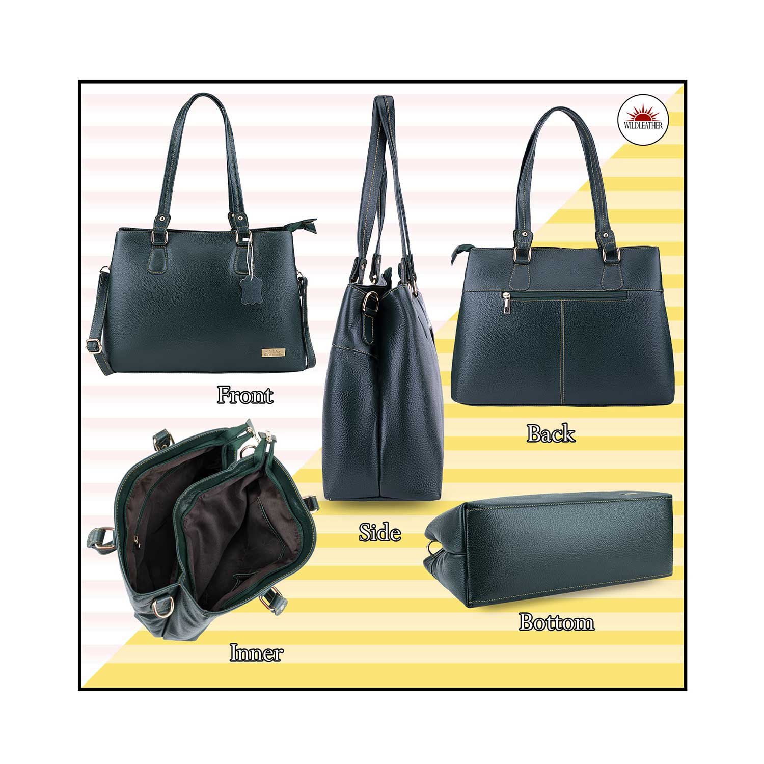 Women’s Genuine Leather Shoulder Bag Large Tote Bag with Multi-Compartment Interior- LSD115-216 - Image 4