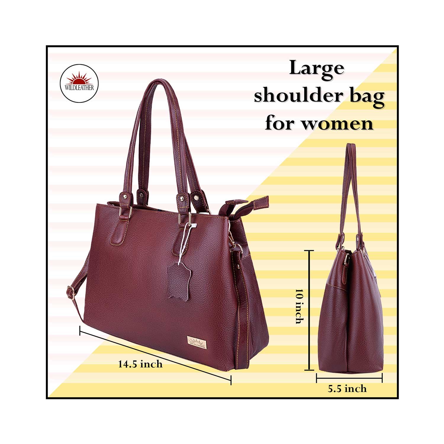 Women’s Genuine Leather Shoulder Bag Large Tote Bag with Multi-Compartment Interior- LSD115-216 - Image 10