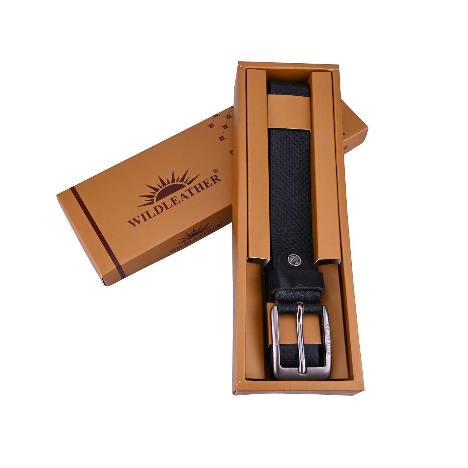 Men’s Textured Leather Belt – Black & Dark Brown Boxed Casual & Formal Belt (GBT222- SB)