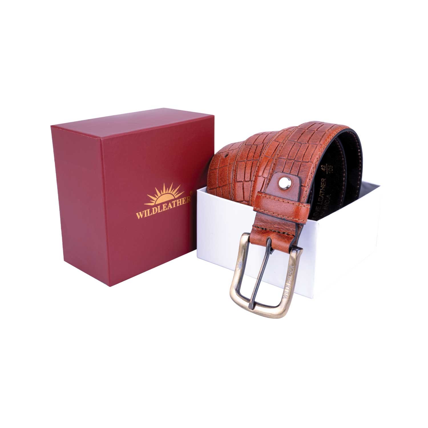 Men’s Crocodile Texture Genuine Leather Belt – Premium Boxed Casual & Formal Belt (GBT222-18PRO)
