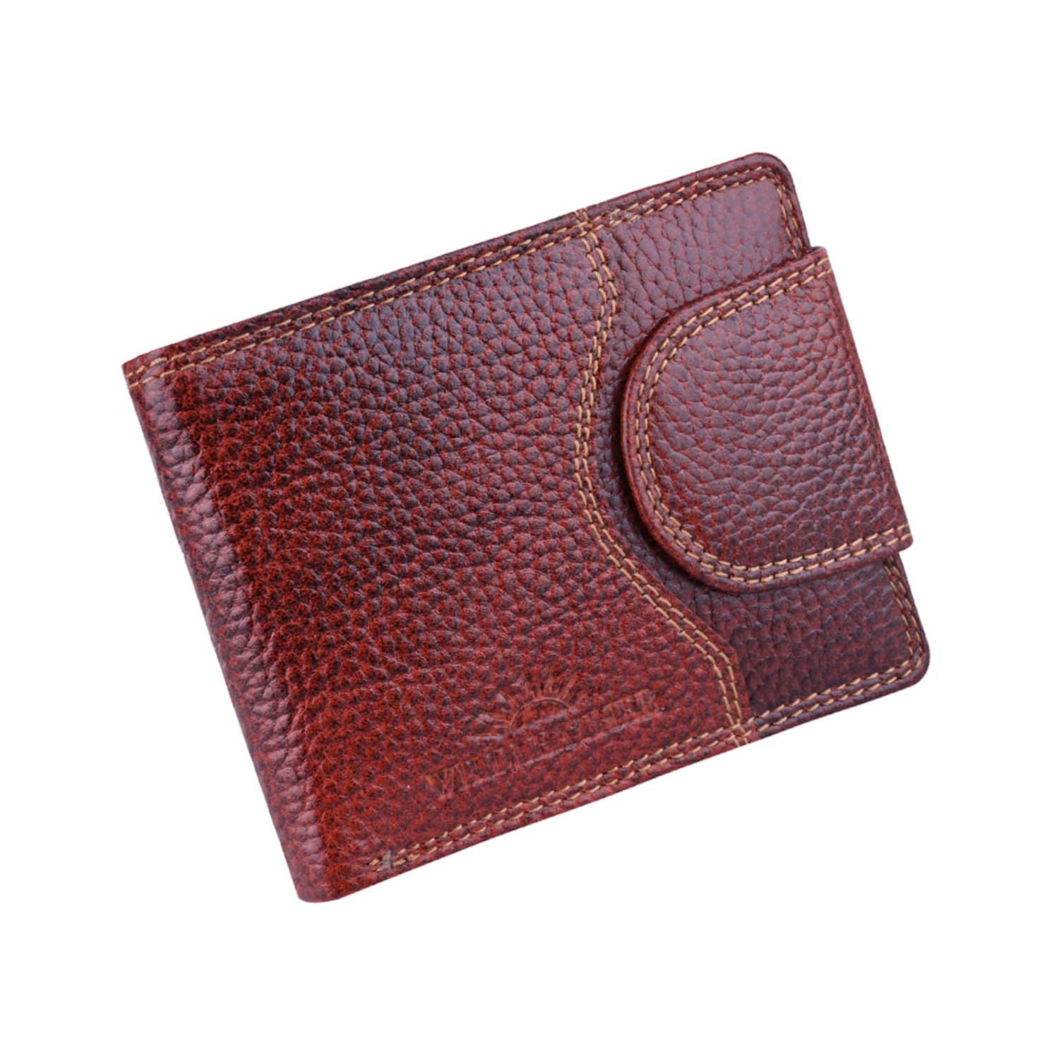 Men’s Genuine Leather Bifold Wallet with Button Closure Flap & Zipper Pocket (GWL105-095)