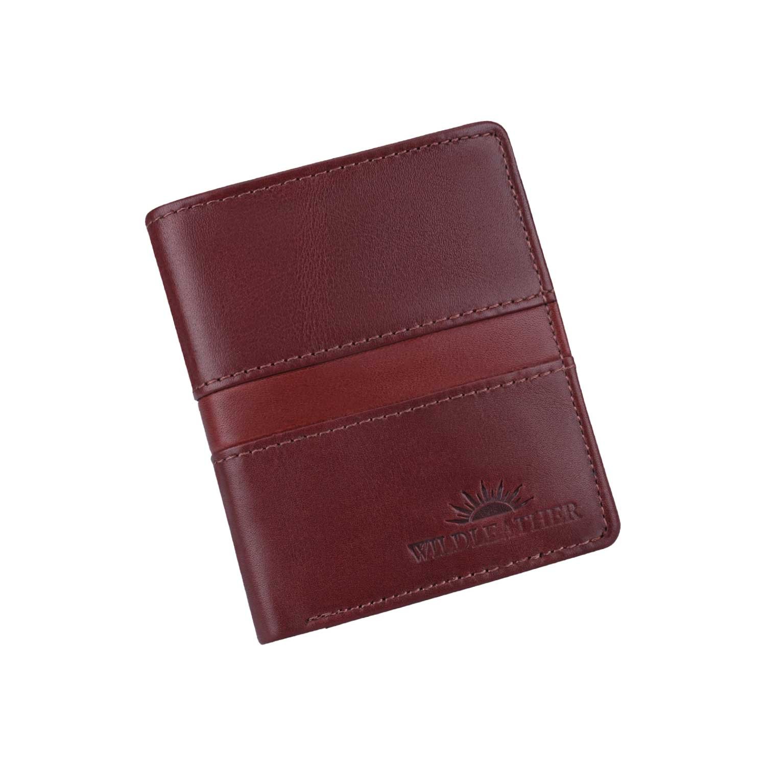 Wildleather Men’s Genuine Leather Vertical Bifold Wallet with Stitched Stripe Detail (GWL101-910)