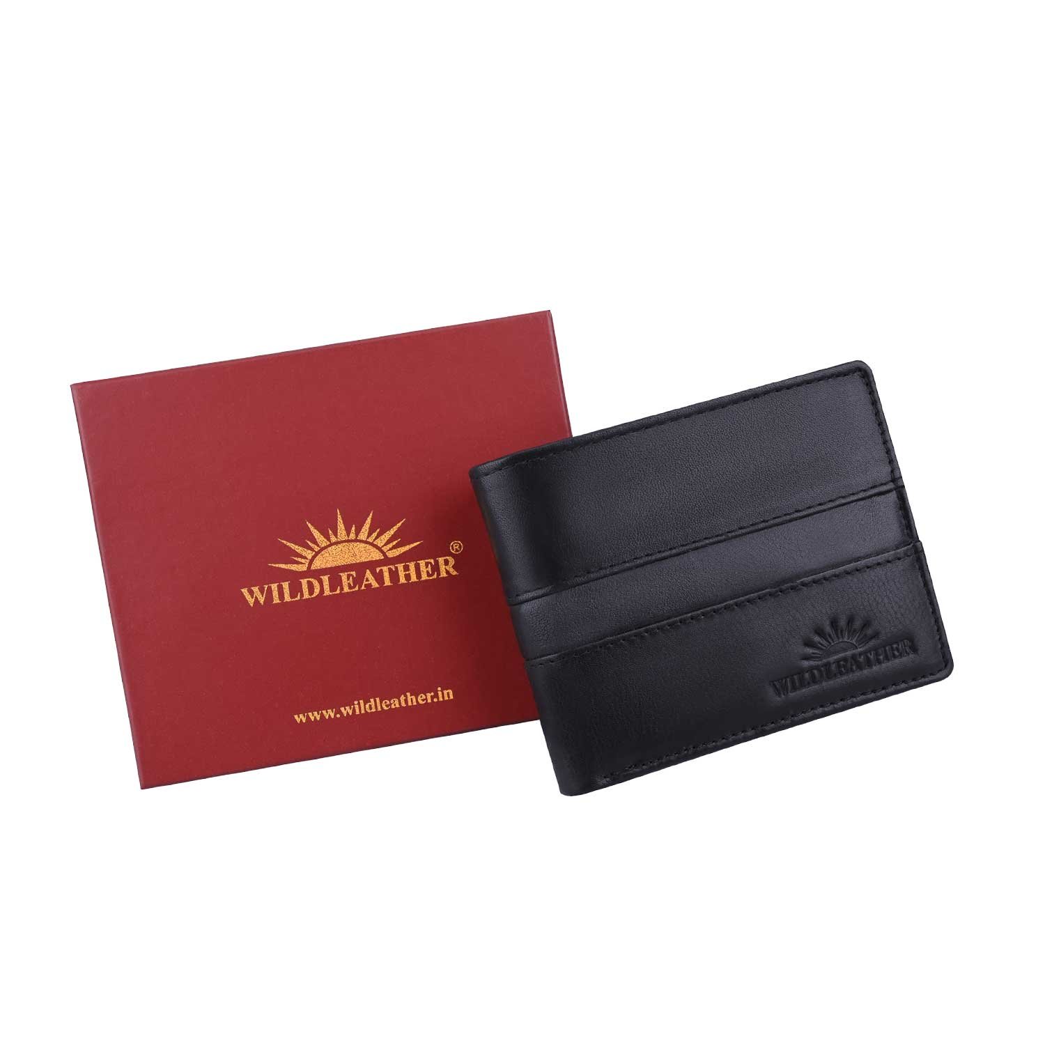 Men’s Genuine Leather Horizontal Bifold Wallet with Stitched Stripe Detail & Coin Pocket (GWL101-655)