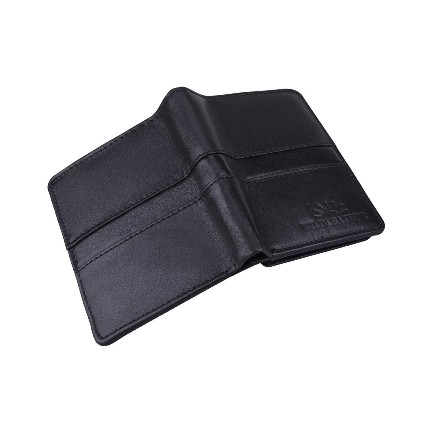 Wildleather Men’s Genuine Leather Vertical Bifold Wallet with Stitched Stripe Detail (GWL101-910) - Image 2