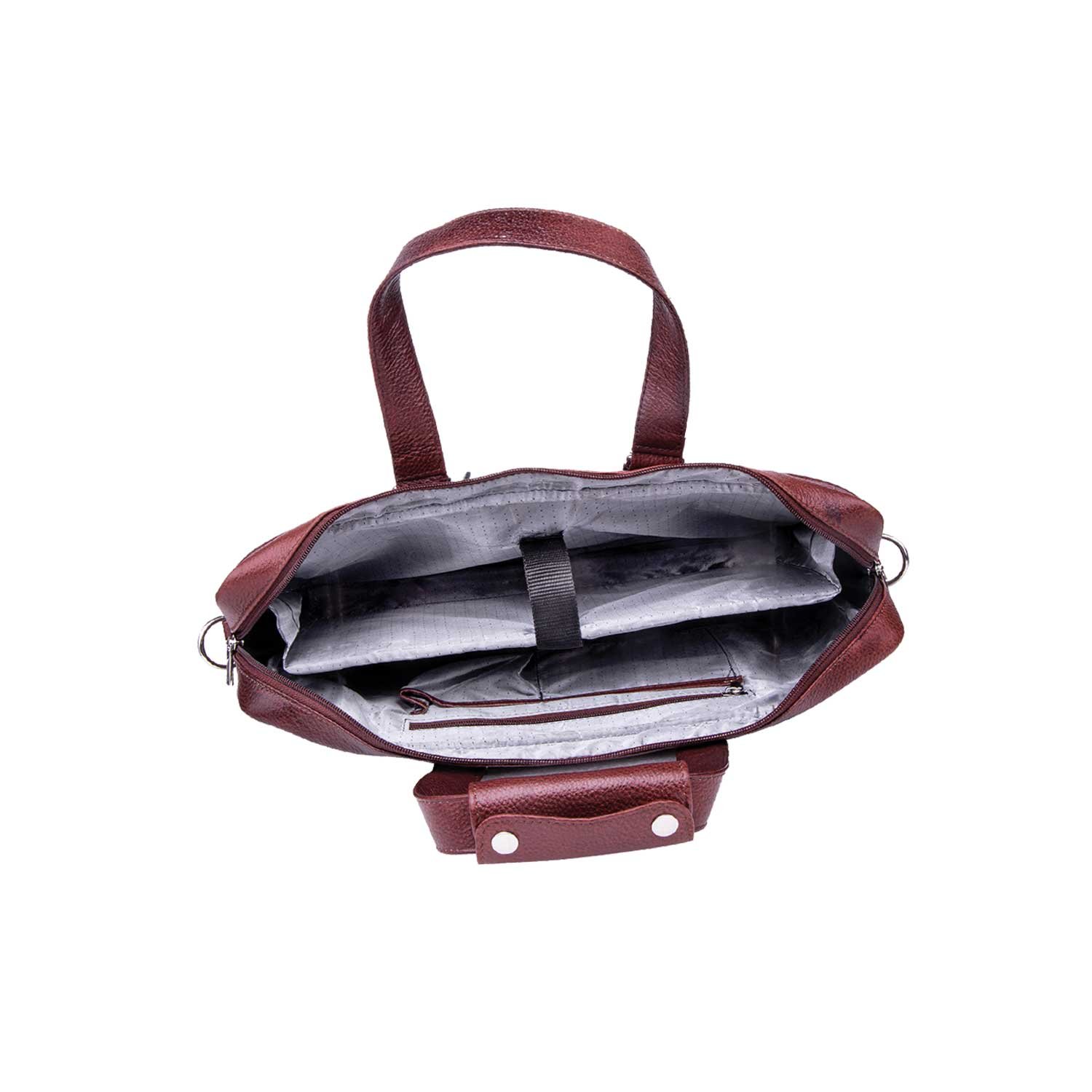 Men’s Genuine Leather Office Laptop Bag,15.6 Inch Briefcase Messenger Bag with Croc-Embossed Side Panels & Removable Shoulder Strap (OFL115-830) - Image 2