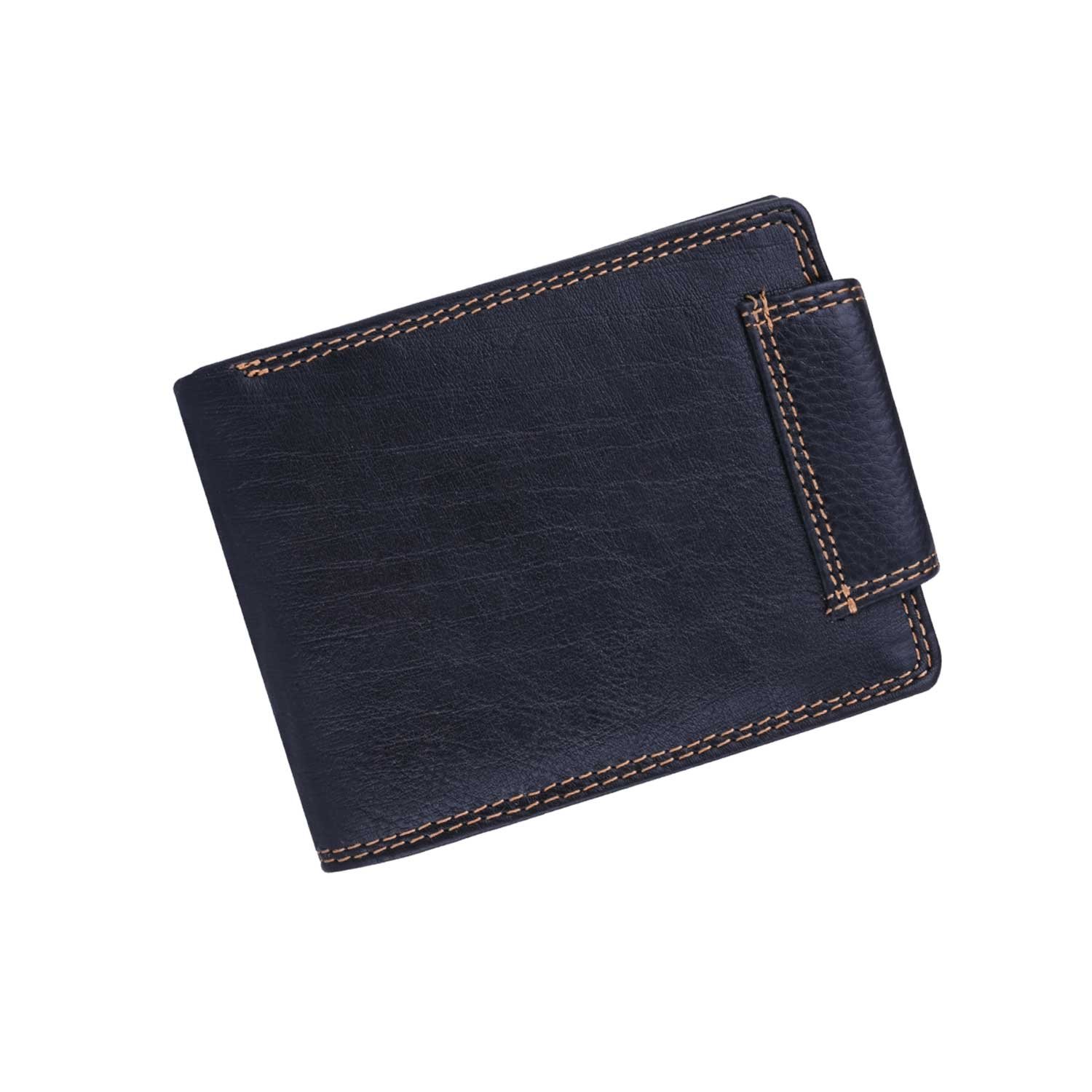 Men’s Genuine Leather Bifold Wallet with Button Closure Flap & Zipper Pocket (GWL105-095) - Image 2