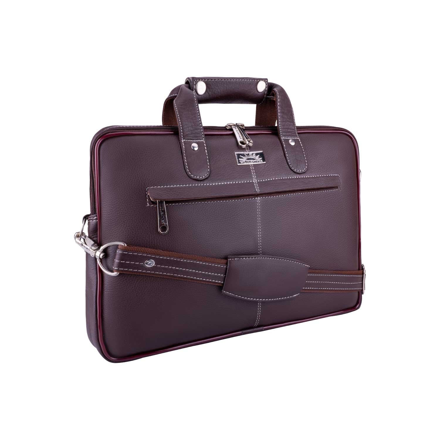 Genuine Leather Executive Laptop Messenger Bag – 15-Inch Formal Office Briefcase with Shoulder Strap & Zippered Pockets (OFL117-155) - Image 2