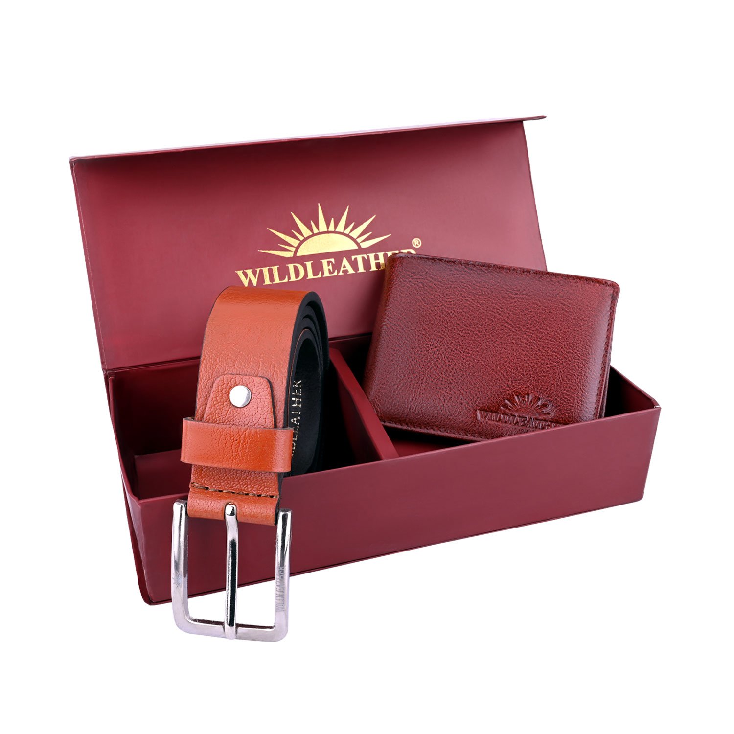 Wildleather Men’s Genuine Leather Belt and Wallet Gift Combo Set (CMB110-102) – Premium Gift Box Included
