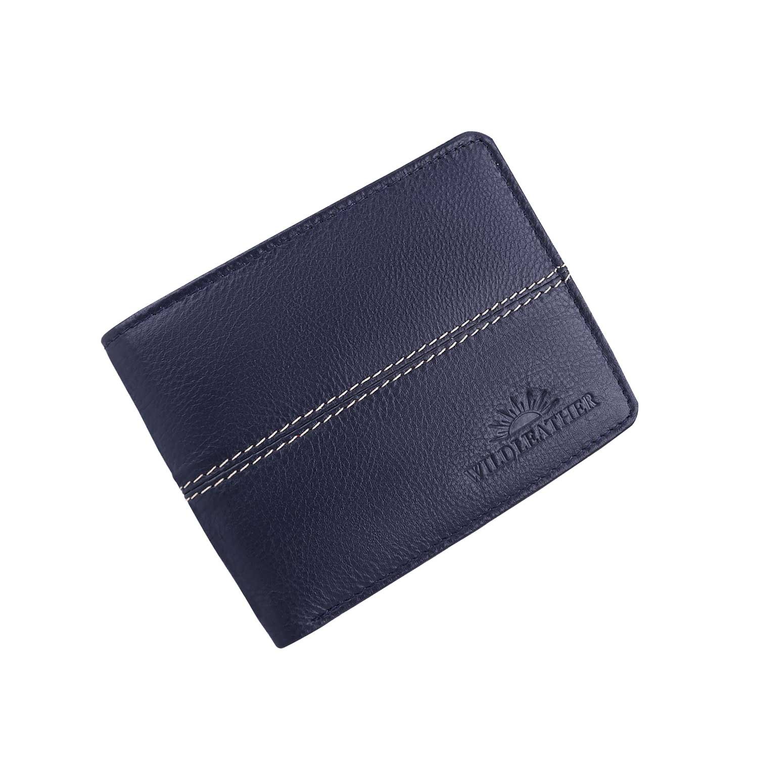 Wildleather Men's Genuine Leather Bi-Fold Wallet GWL101-652 with Coin Pocket & Contrast Stitching - Image 4