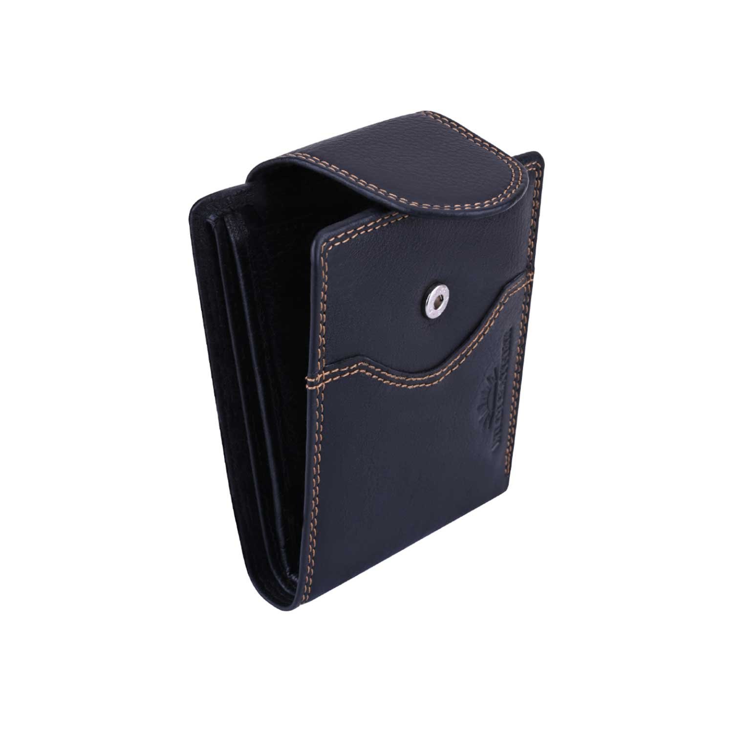 Men’s Genuine Leather Bifold Wallet with Button Closure Flap & Zipper Pocket (GWL105-095) - Image 4