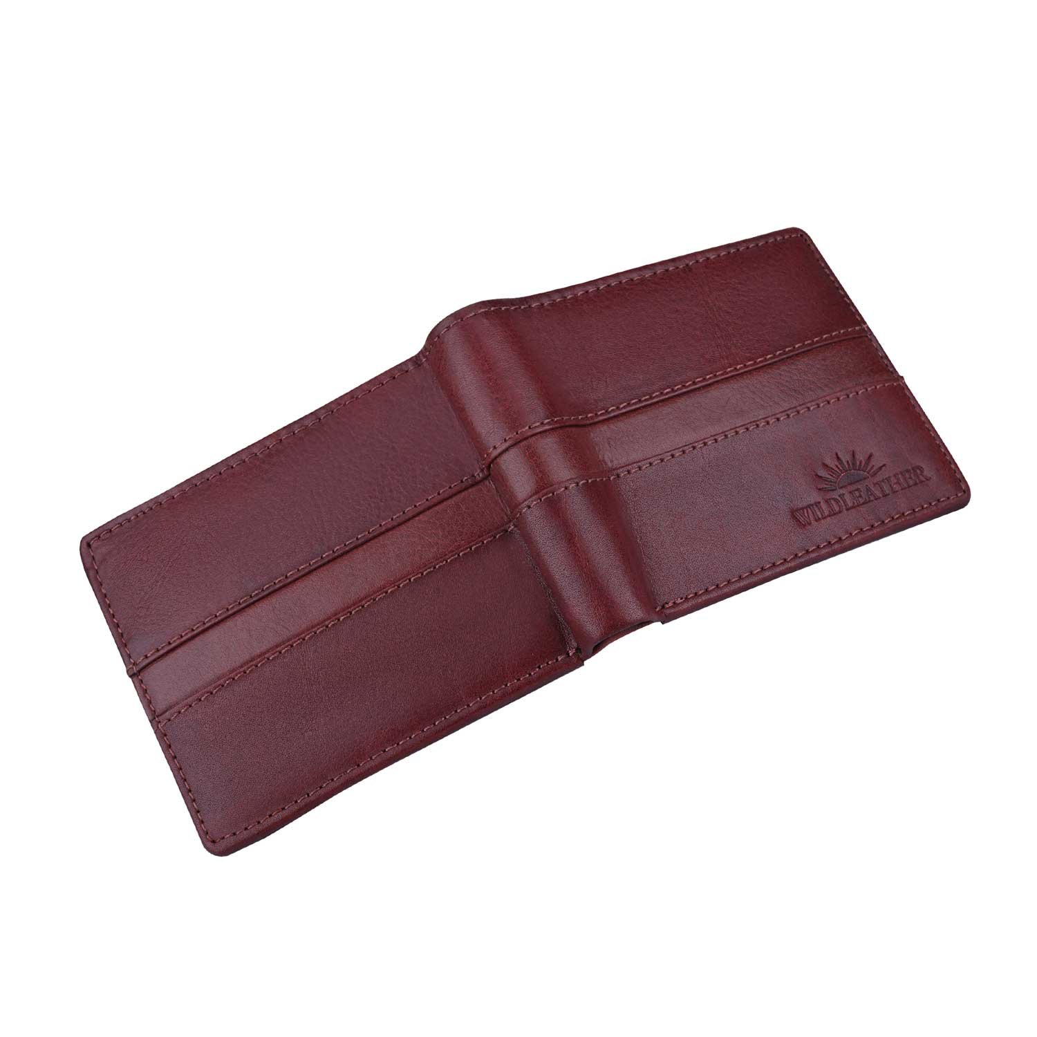 Men’s Genuine Leather Horizontal Bifold Wallet with Stitched Stripe Detail & Coin Pocket (GWL101-655) - Image 4