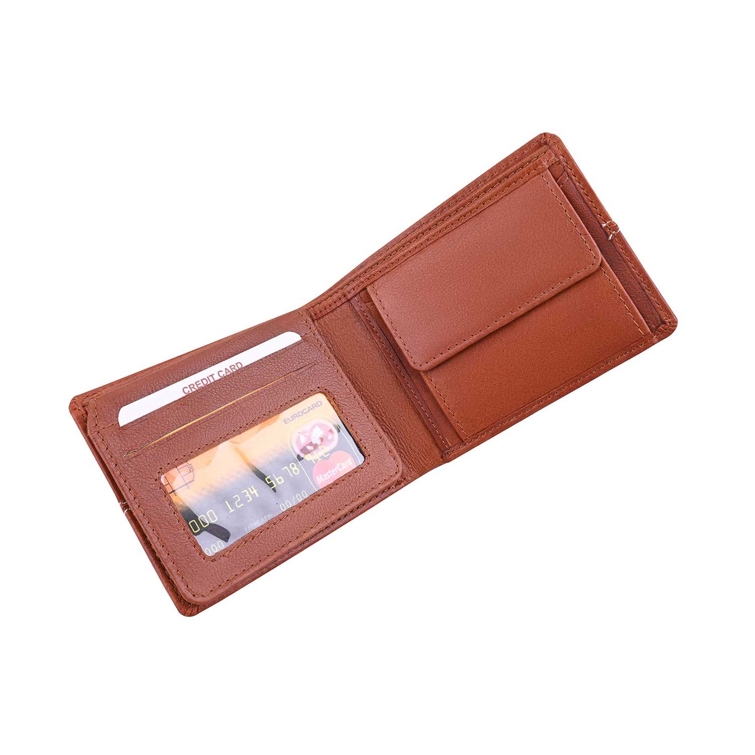 Wildleather Men's Genuine Leather Bi-Fold Wallet GWL101-652 with Coin Pocket & Contrast Stitching - Image 5