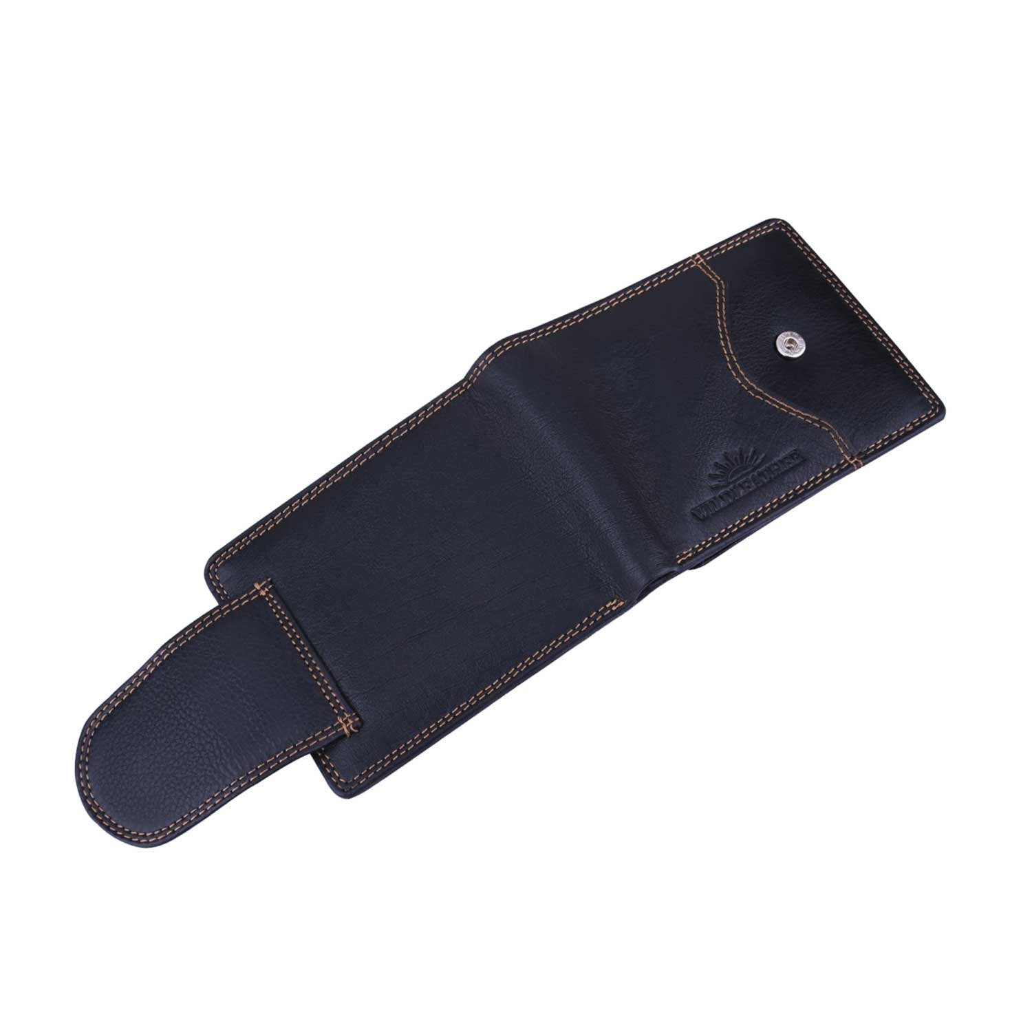 Men’s Genuine Leather Bifold Wallet with Button Closure Flap & Zipper Pocket (GWL105-095) - Image 5