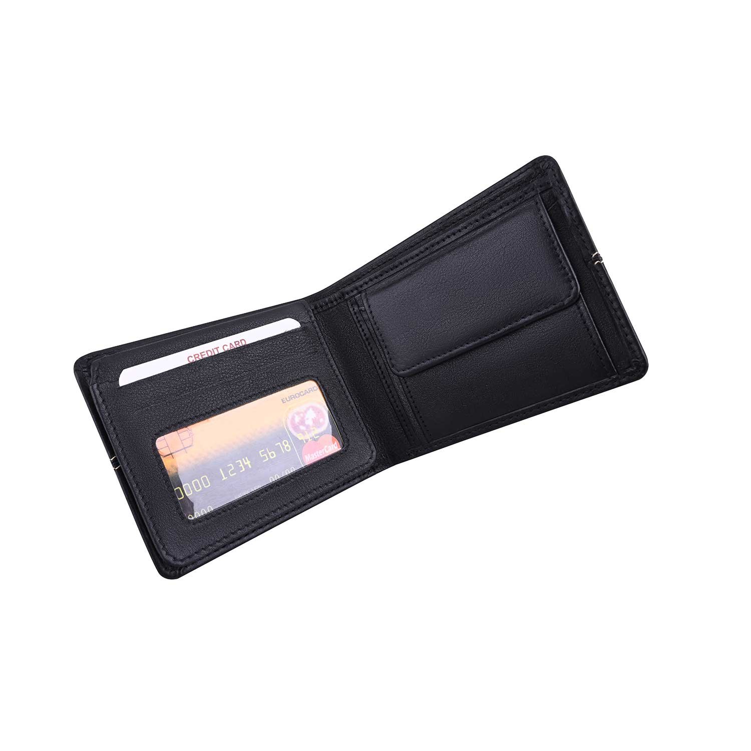 Wildleather Men's Genuine Leather Bi-Fold Wallet GWL101-652 with Coin Pocket & Contrast Stitching - Image 6