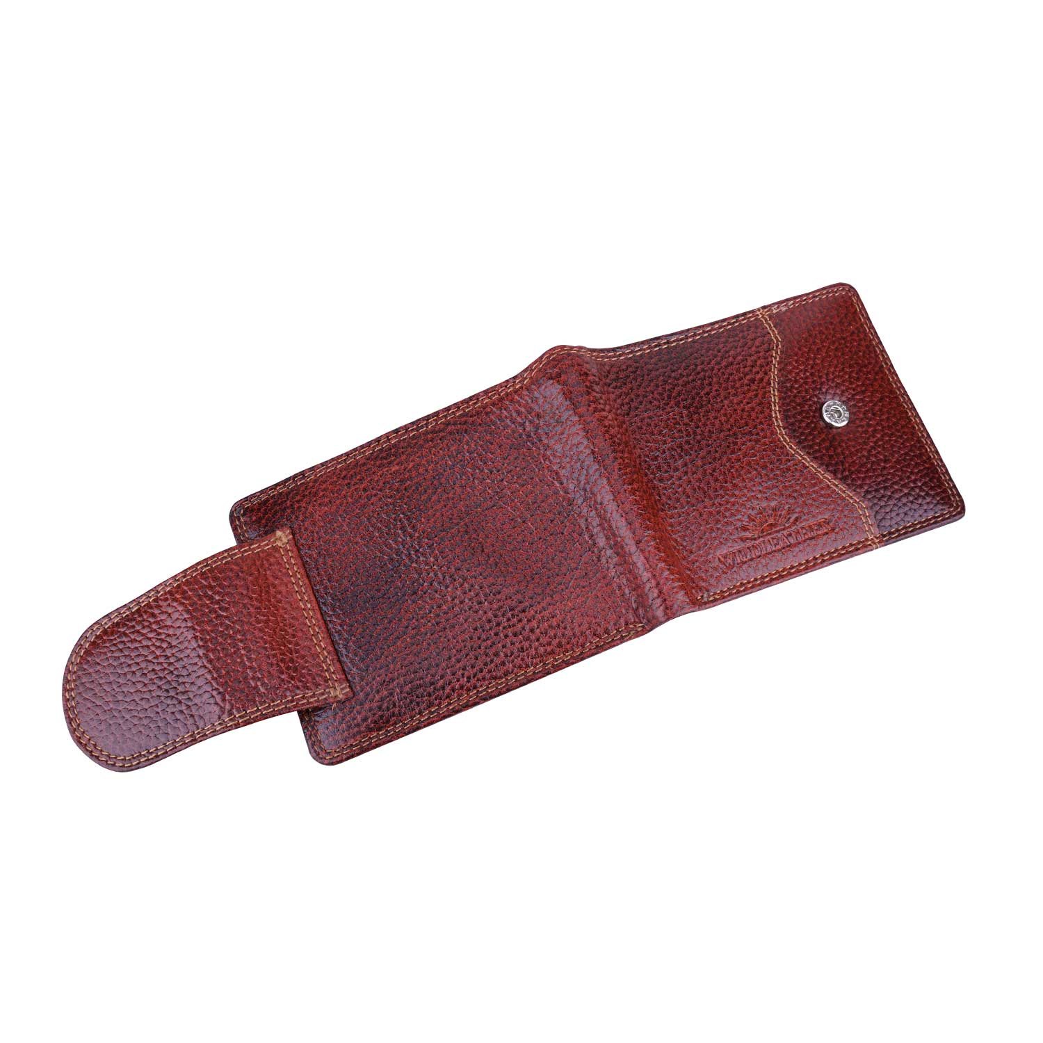 Men’s Genuine Leather Bifold Wallet with Button Closure Flap & Zipper Pocket (GWL105-095) - Image 6