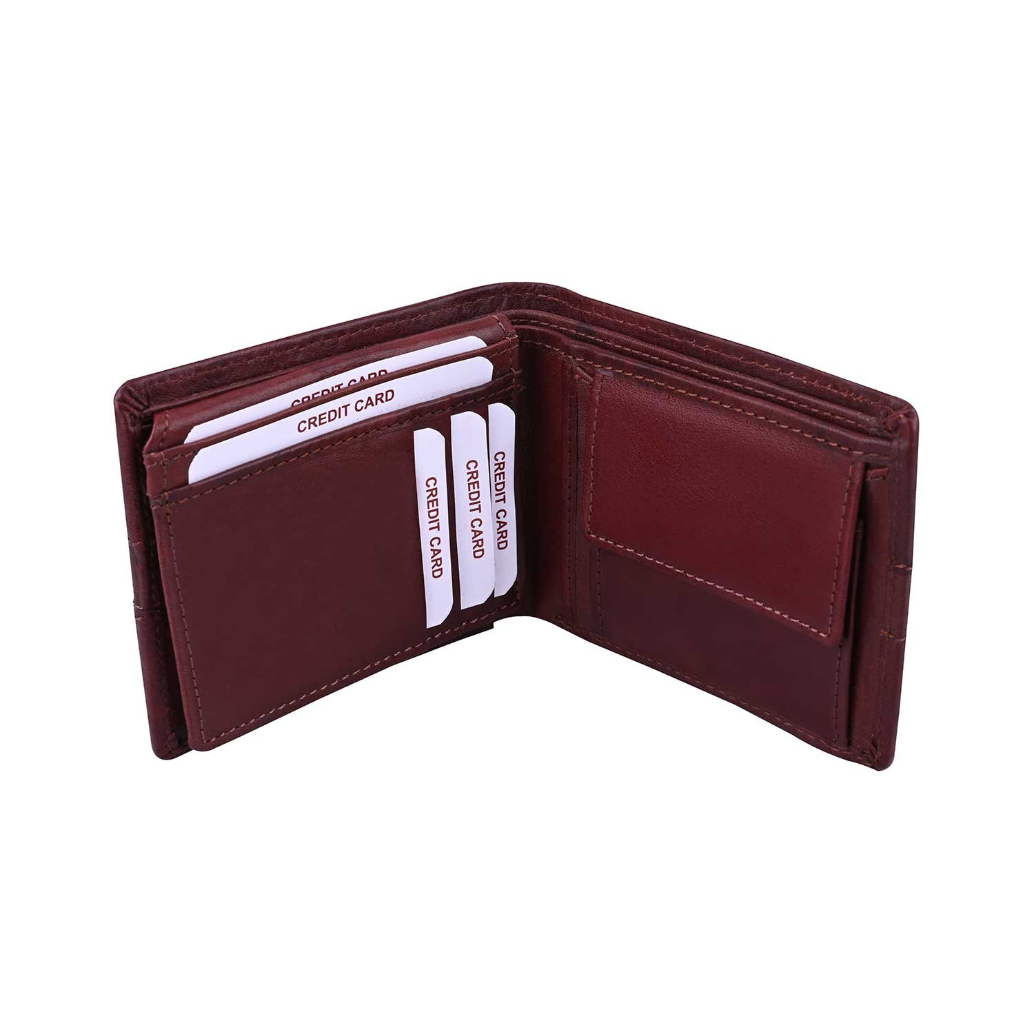 Men’s Genuine Leather Horizontal Bifold Wallet with Stitched Stripe Detail & Coin Pocket (GWL101-655) - Image 6