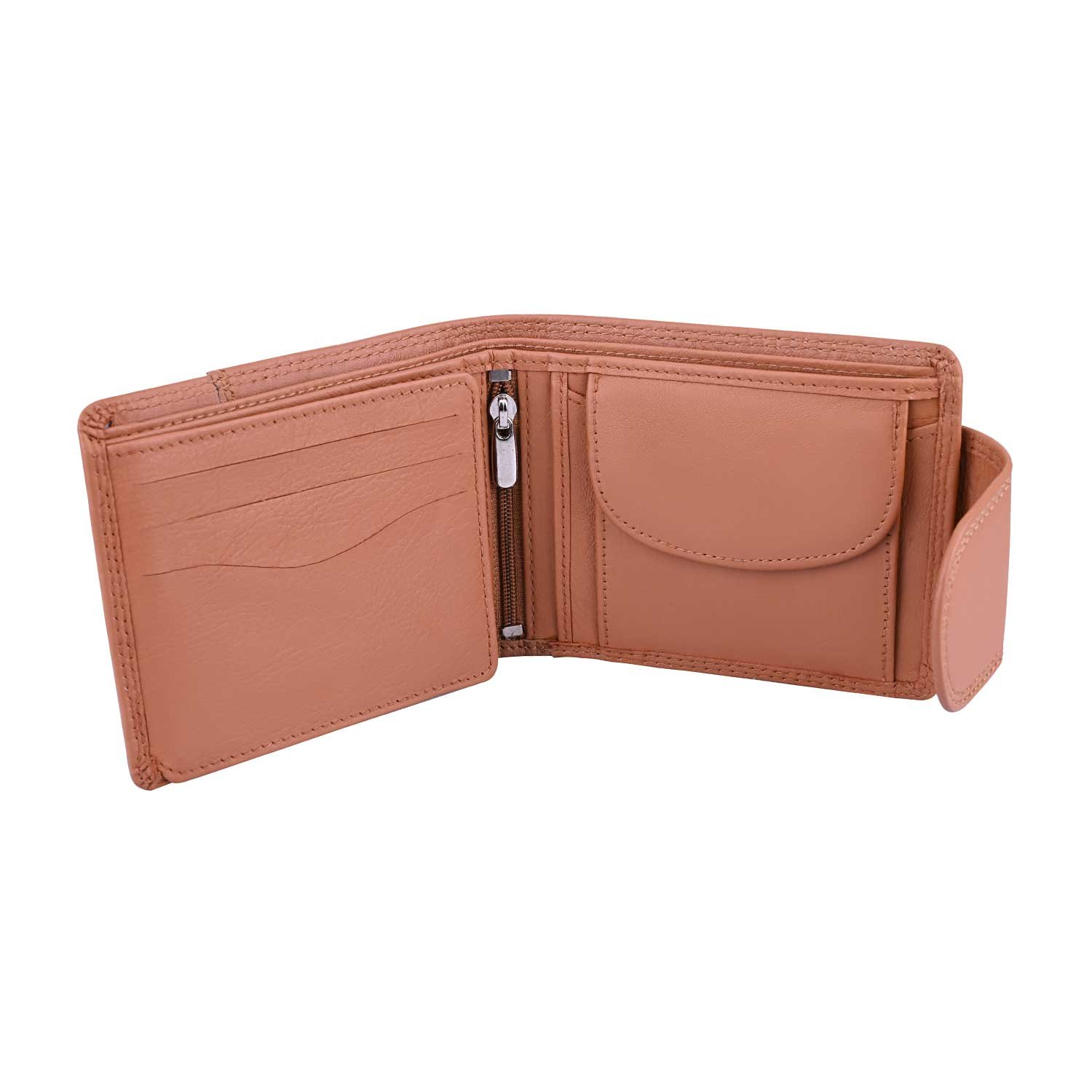 Men’s Genuine Leather Bifold Wallet with Button Closure Flap & Zipper Pocket (GWL105-095) - Image 7