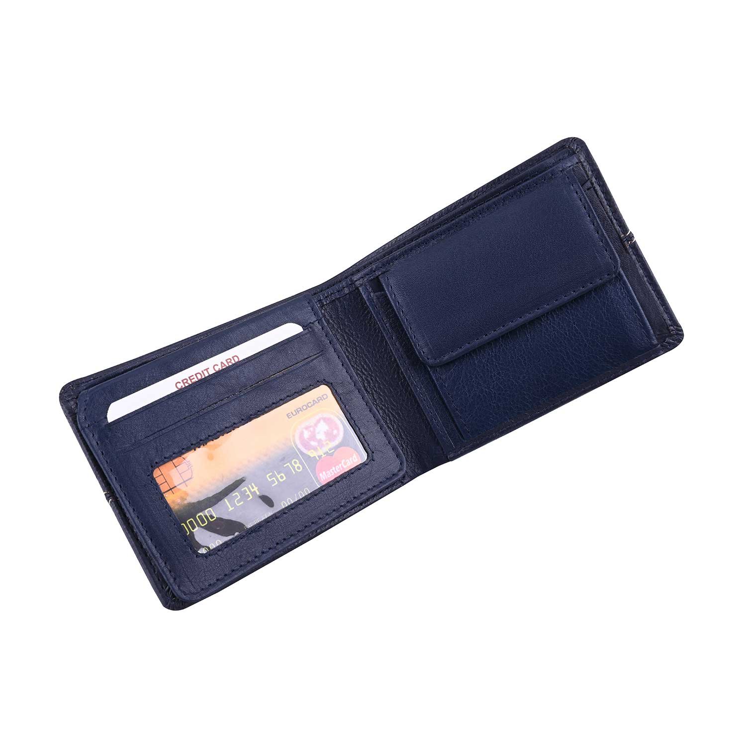 Wildleather Men's Genuine Leather Bi-Fold Wallet GWL101-652 with Coin Pocket & Contrast Stitching - Image 7