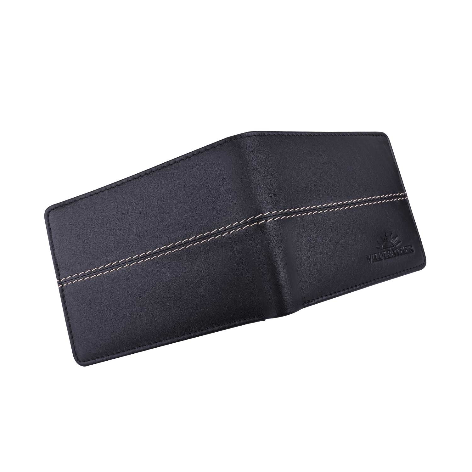 Wildleather Men's Genuine Leather Bi-Fold Wallet GWL101-652 with Coin Pocket & Contrast Stitching - Image 9
