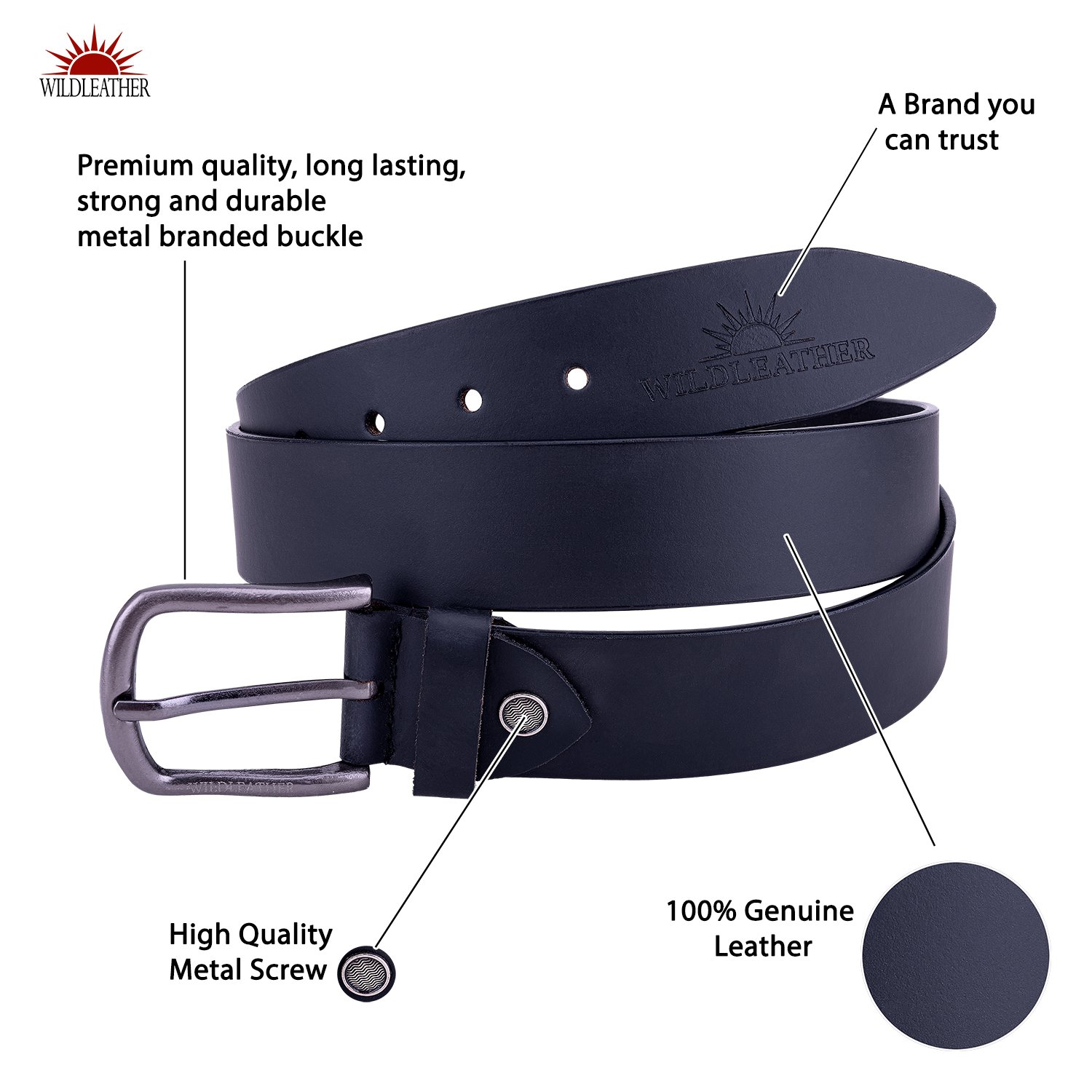 Wildleather Men’s Leather Accessory Gift Box – Dark Brown Pin-Buckle Belt & Burgundy Bifold Wallet Set (CMB110-103) - Image 7