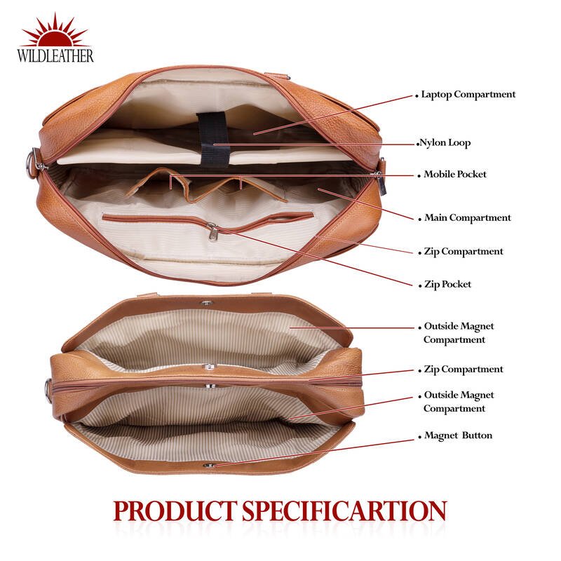 Men’s Multi-Compartment Leather Office Bag – Classic Pebble-Grain Laptop Briefcase (OFL115-823) - Image 8