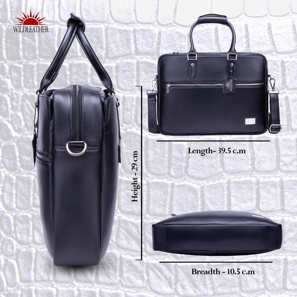 Men’s Multi-Compartment Leather Office Bag – Classic Pebble-Grain Laptop Briefcase (OFL115-823) - Image 4