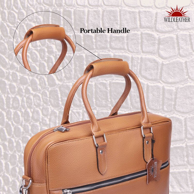 Men’s Multi-Compartment Leather Office Bag – Classic Pebble-Grain Laptop Briefcase (OFL115-823) - Image 9