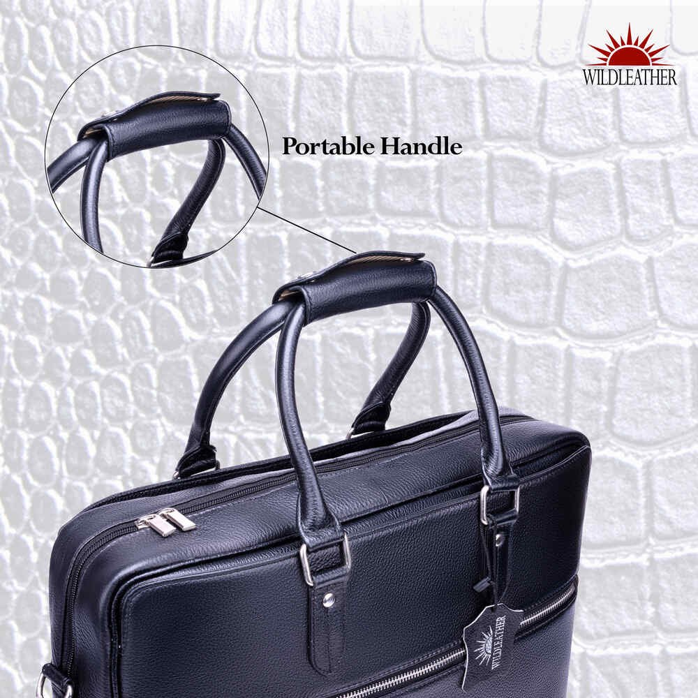 Men’s Multi-Compartment Leather Office Bag – Classic Pebble-Grain Laptop Briefcase (OFL115-823) - Image 5